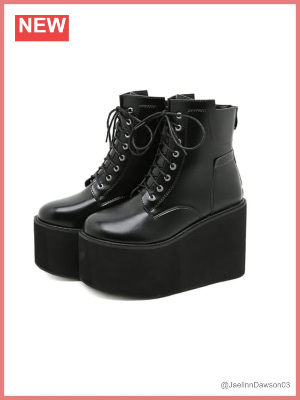 Women's Lace-up Platform Gothic Ankle Booties, Round Toe, Wedge Heel, PU